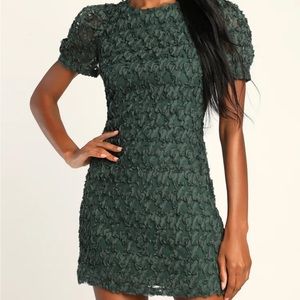 Lulus dark green puff sleeve dress